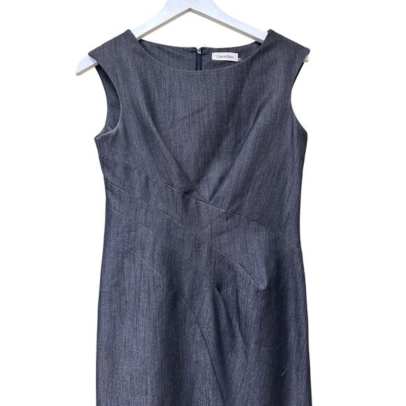 Calvin Klein Size 4 Gray Sleeveless Knee Length Sheath Dress Workwear Classic - Picture 7 of 12